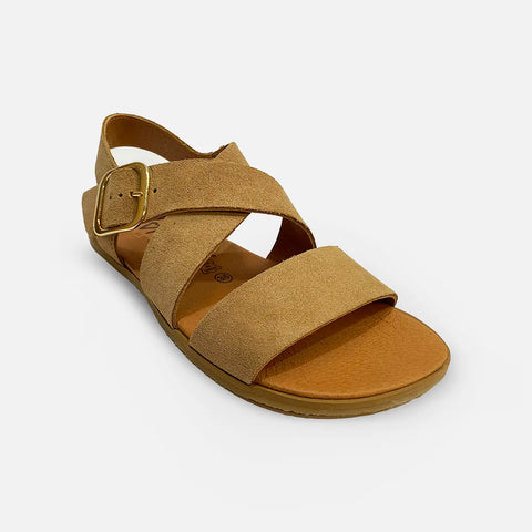 Sandalias Respetuosas Vivant V-9100 Serraje Camello - Kukinos
