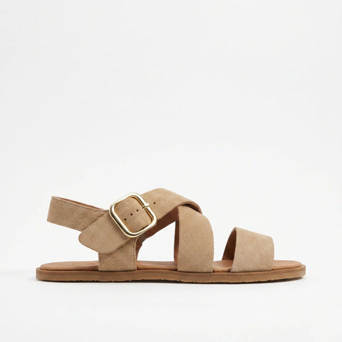 Sandalias Barefoot Mujer Vivant LINO Serraje Camello Respetuosas