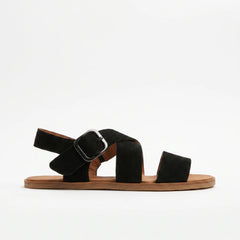 Sandalias Barefoot Mujer Vivant LINO Serraje Negro Respetuosas