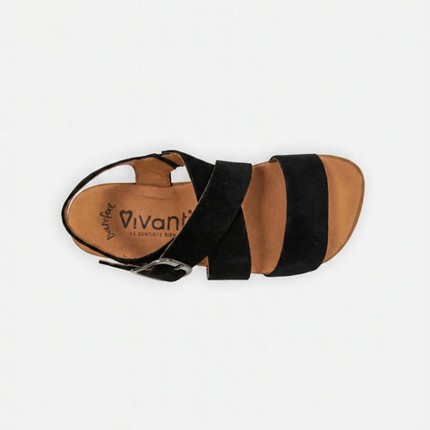 Sandalias Barefoot Mujer Vivant LINO Serraje Negro Respetuosas