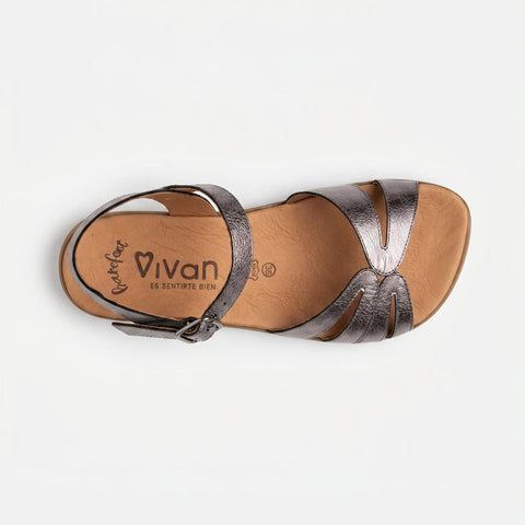 Sandalias Barefoot Mujer Vivant VELVET Metal Acero Respetuosas