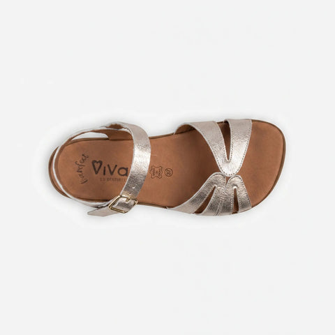 Sandalias Barefoot Mujer Vivant VELVET Metal Platino Respetuosas