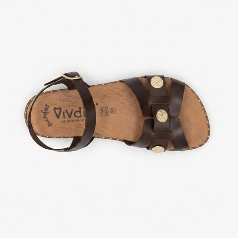 Sandalias Barefoot Mujer Vivant VENECIA piel marrón Respetuosas